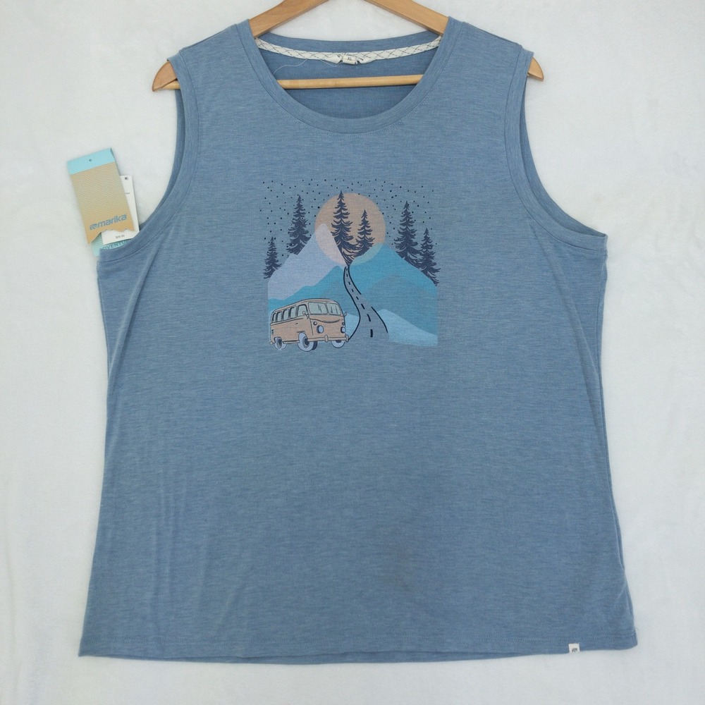 Marika Ana Tank Top Womens XL Blue Heathered Troposphere Road Trip Sleeveless T